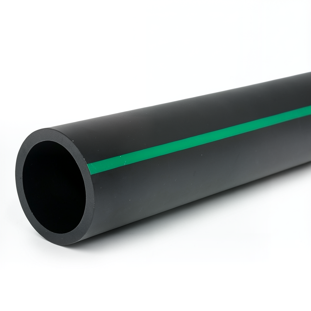 أنابيب بلاستيك HDPE ضغط 4 بار PE 80 قطر خارجي 280 مم SDR 41 أسود مع خطوط خضراء
