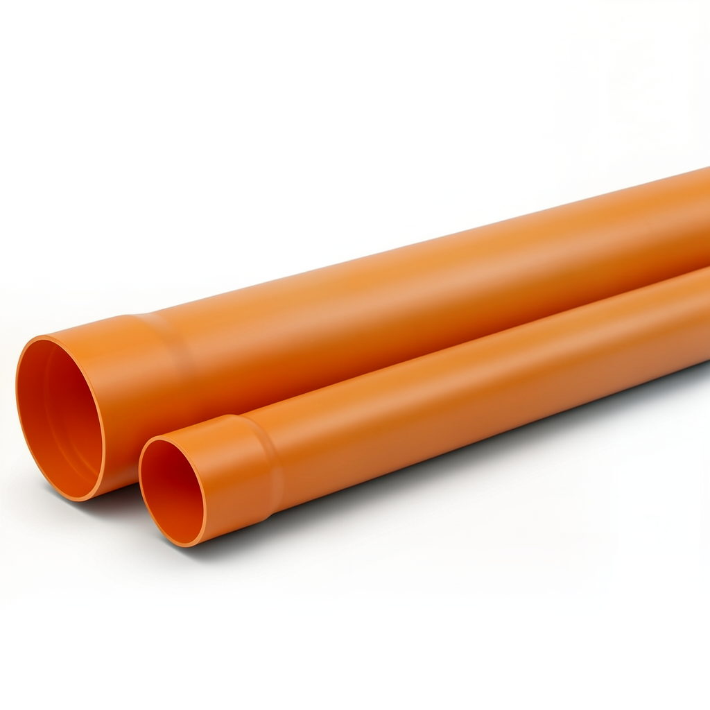 UPVC Plastic Pipe Sewerage Systems 8 Bar Pressure 90 mm OD 3.5 mm Thickness Orange Brown