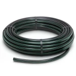 لفة أنابيب HDPE ضغط 16 بار PE 80 قطر خارجي 90 مم SDR 9 أسود مع خطوط خضراء