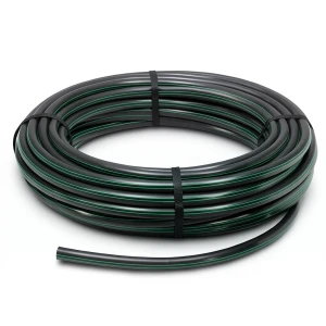 لفة أنابيب بلاستيك HDPE ضغط 16 بار PE 80 قطر خارجي 110 مم SDR 9 لون أسود مع خط أخضر