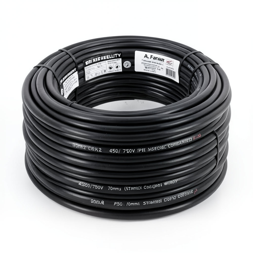 Electrical Copper Stranded Wire Coil 70mm2 450/750V PVC Sheathing, Black | Al Fanar