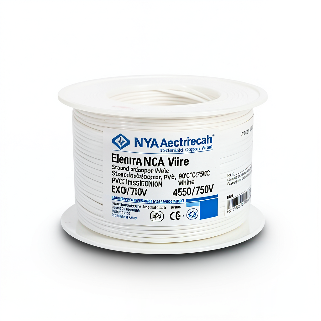 لفة سلك كهرباء 6 مم NYA 450/750 فولت، نحاس مجدول، معزول PVC 90°C، أبيض | شركة كابلات الشرقية للصناعة