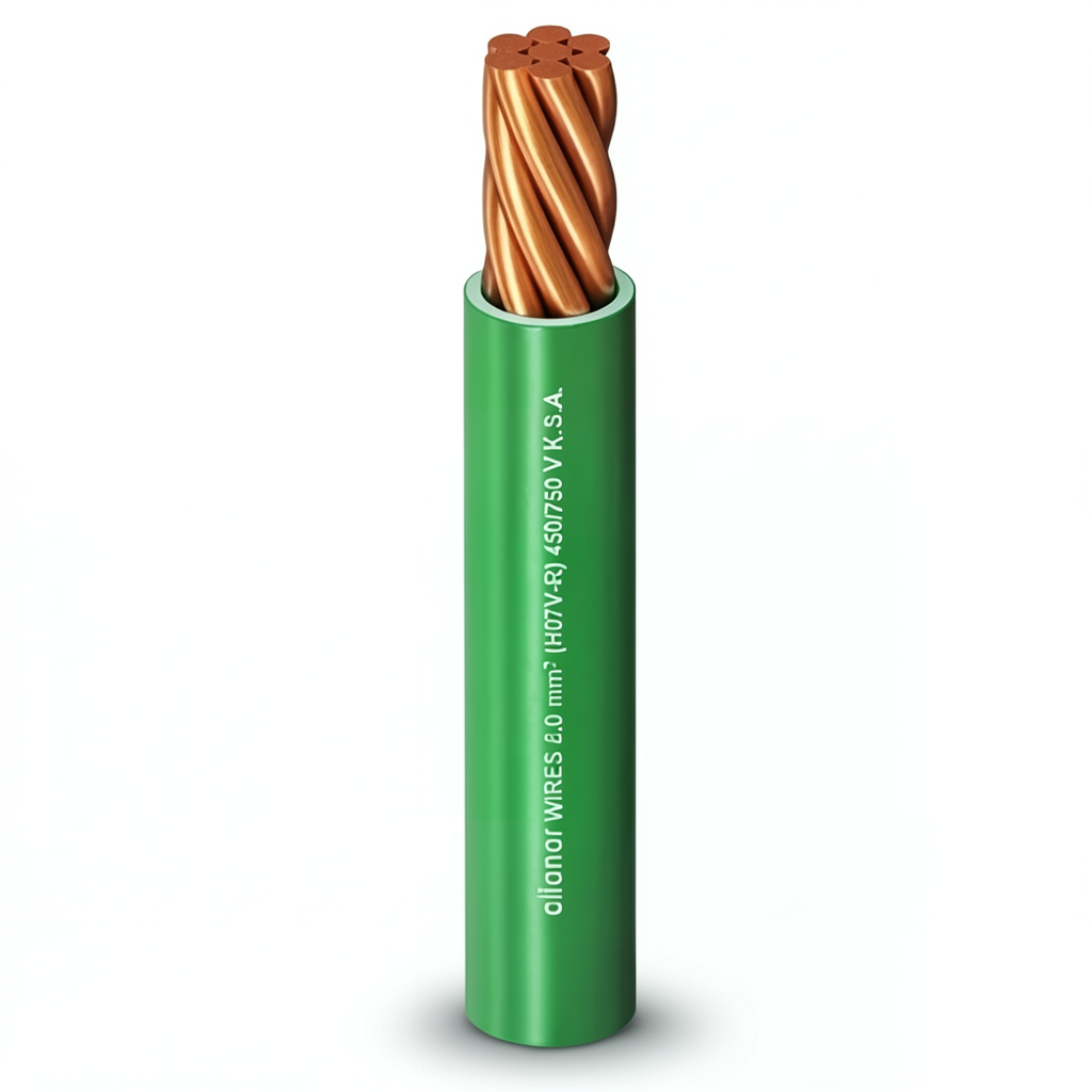 سلك كهرباء نحاس مجدول معزول PVC، مقاس 2.5mm، 450/750 فولت، أخضر | شركة الفنار
