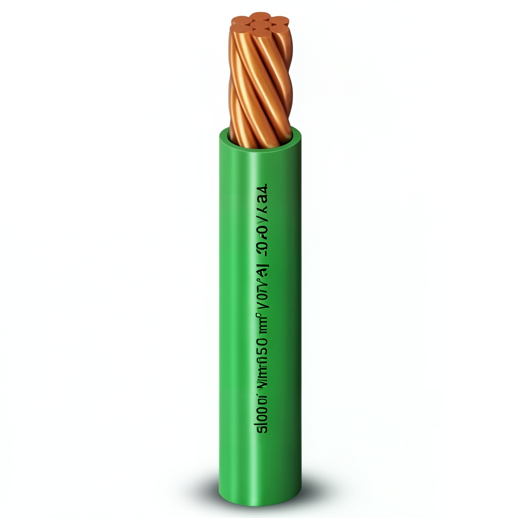 PVC Insulated Stranded Copper Single Electrical Wire 50mm2, 450/750V, Green | Al Fanar