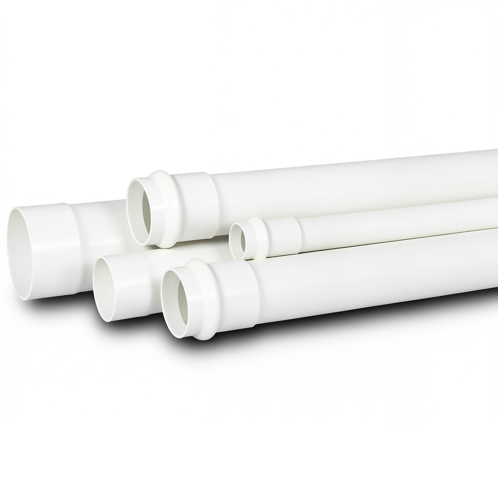 أنابيب بلاستيك UPVC لأنظمة الصرف الصحي SDR 34.4 مقاس 75 ملم سمك 2.2 ملم لون أبيض