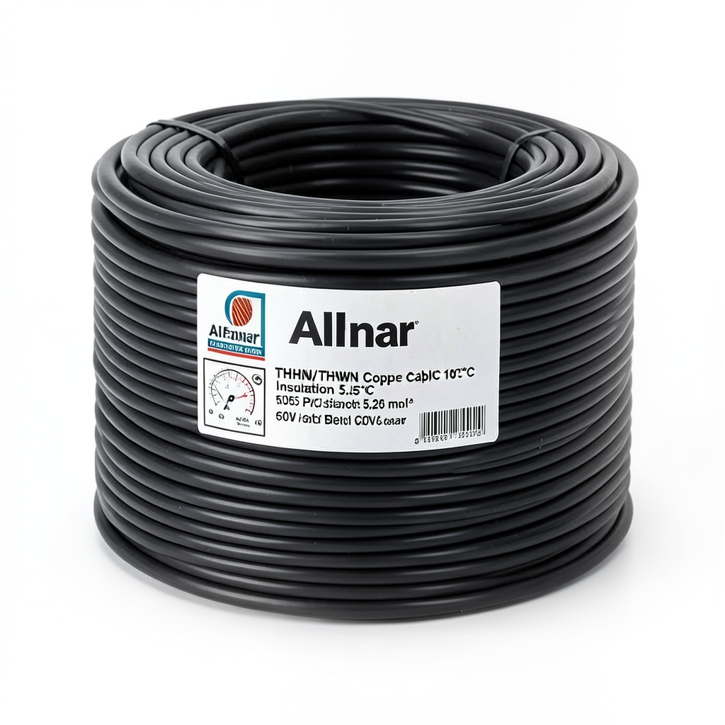 كابل نحاس THHN/THWN معزول PVC °105 مقاس 5.26 مم² 600 فولت 500 قدم أسود | شركة الفنار