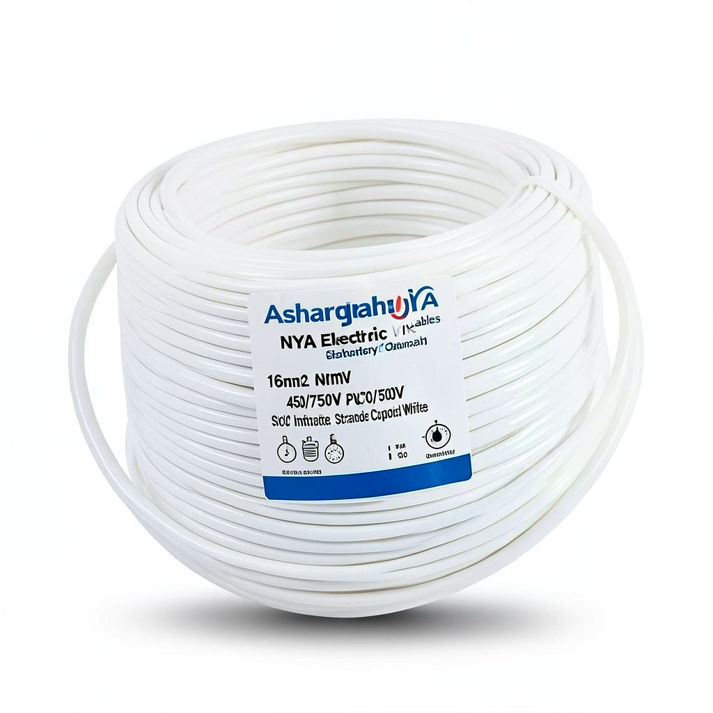 سلك كهرباء 16 مم2 NYA 450/750 فولت، نحاس مجدول، معزول PVC 90°C، ابيض | شركة كابلات الشرقية للصناعة
