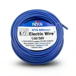 لفة سلك كهرباء 1.5 مم NYA 450/750 فولت، نحاس مجدول عزل PVC 90°C، أزرق | شركة كابلات الشرقية للصناعة