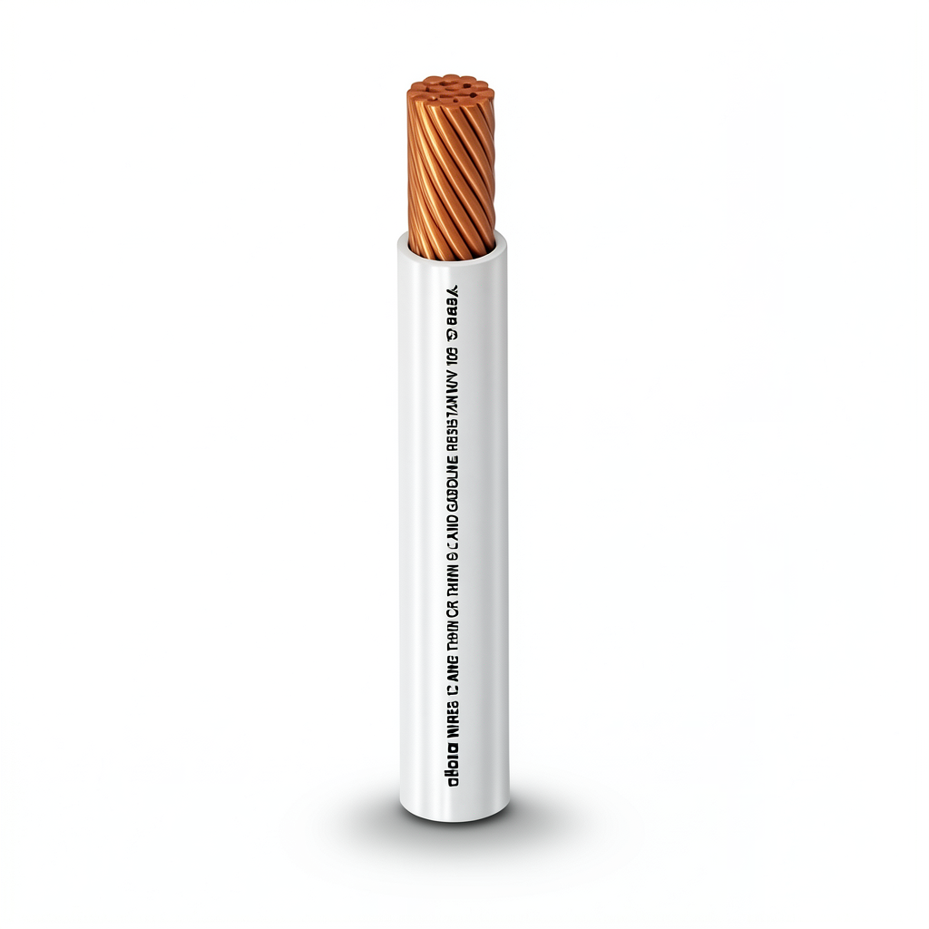 كابل نحاس THHN/THWN عزل PVC 105°C مقاس 5.26 مم² قطر 3.9 مم 600 فولت طول 300 قدم أبيض | شركة الفنار