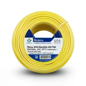سلك كهرباء 70 مم2 NYA 450/750 فولت، نحاس مجدول، معزول PVC 90°C، اصفر | شركة كابلات الشرقية للصناعة