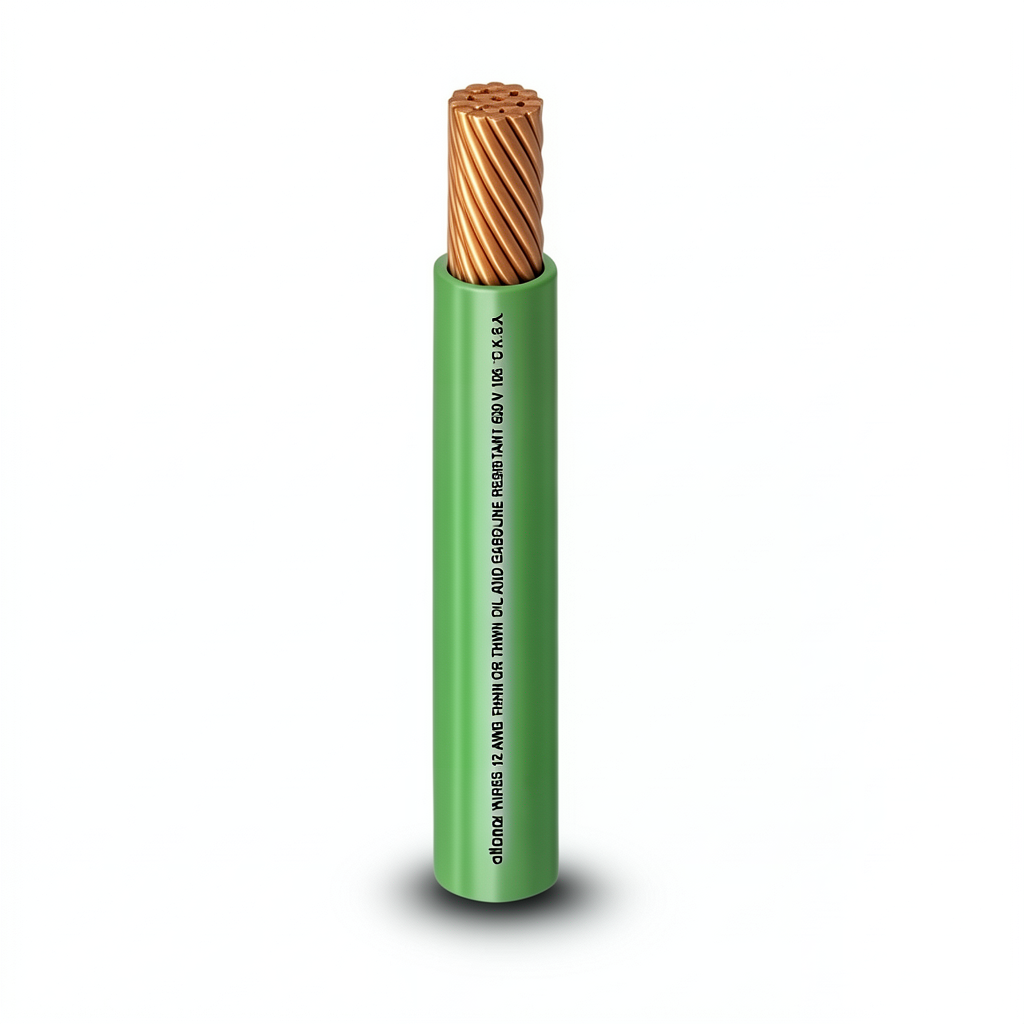 كابل نحاس THHN/THWN عزل PVC 105°C مقاس 2.08 مم² قطر 2.9 مم 600 فولت طول 500 قدم أخضر | شركة الفنار