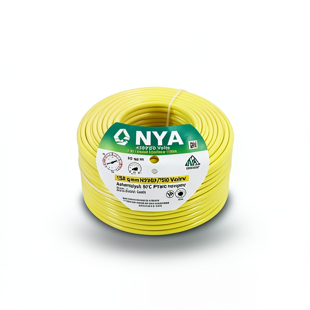 سلك 150 مم 450/750 فولت NYA، نحاس مجدول، عزل PVC 90°C، اصفر | شركة كابلات الشرقية للصناعة