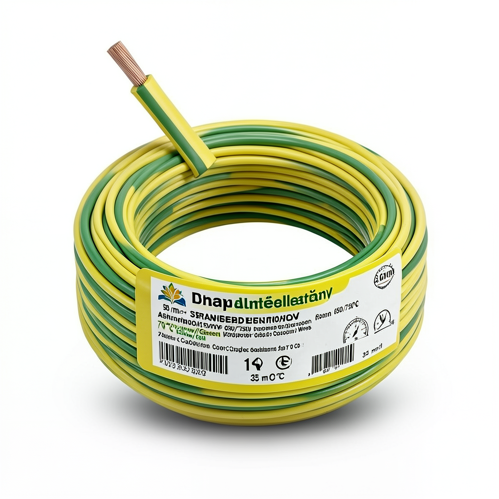 سلك كهرباء مجدول 35 مم² 450/750 فولت نحاس موصل عزل PVC 70°C لون أصفر/أخضر | شركة كابلات الشرقية للصناعة