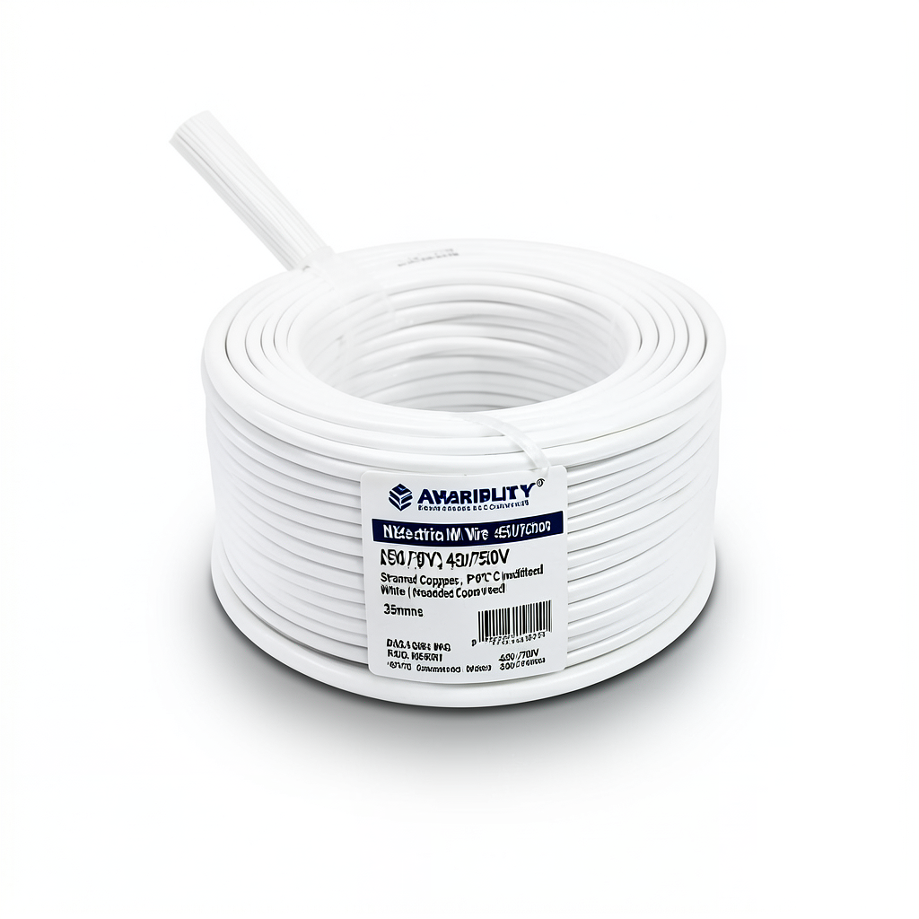 لفة سلك كهرباء 35 مم NYA 450/750 فولت، نحاس مجدول، معزول PVC 90°C، أبيض | شركة كابلات الشرقية للصناعة