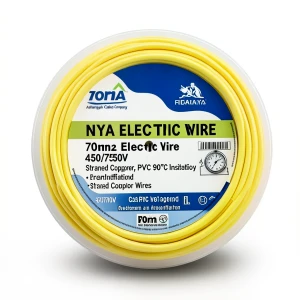سلك كهرباء 70 مم2 NYA 450/750 فولت، نحاس مجدول، معزول PVC 90°C، اصفر | شركة كابلات الشرقية للصناعة