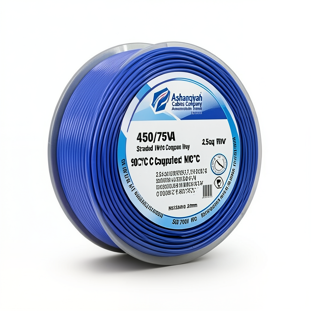 2.5sq mm NYA Wire 450/750V, Stranded Copper PVC 90°C Insulated, Blue | Asharqiyah Cables Company for Industry