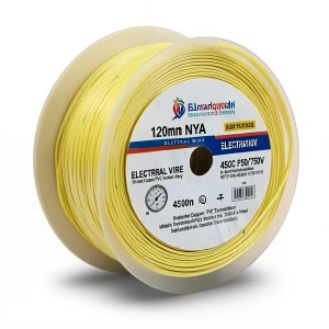 لفة سلك كهرباء 120 مم NYA 450/750 فولت، نحاس مجدول، عزل PVC 90°C، اصفر | شركة كابلات الشرقية للصناعة