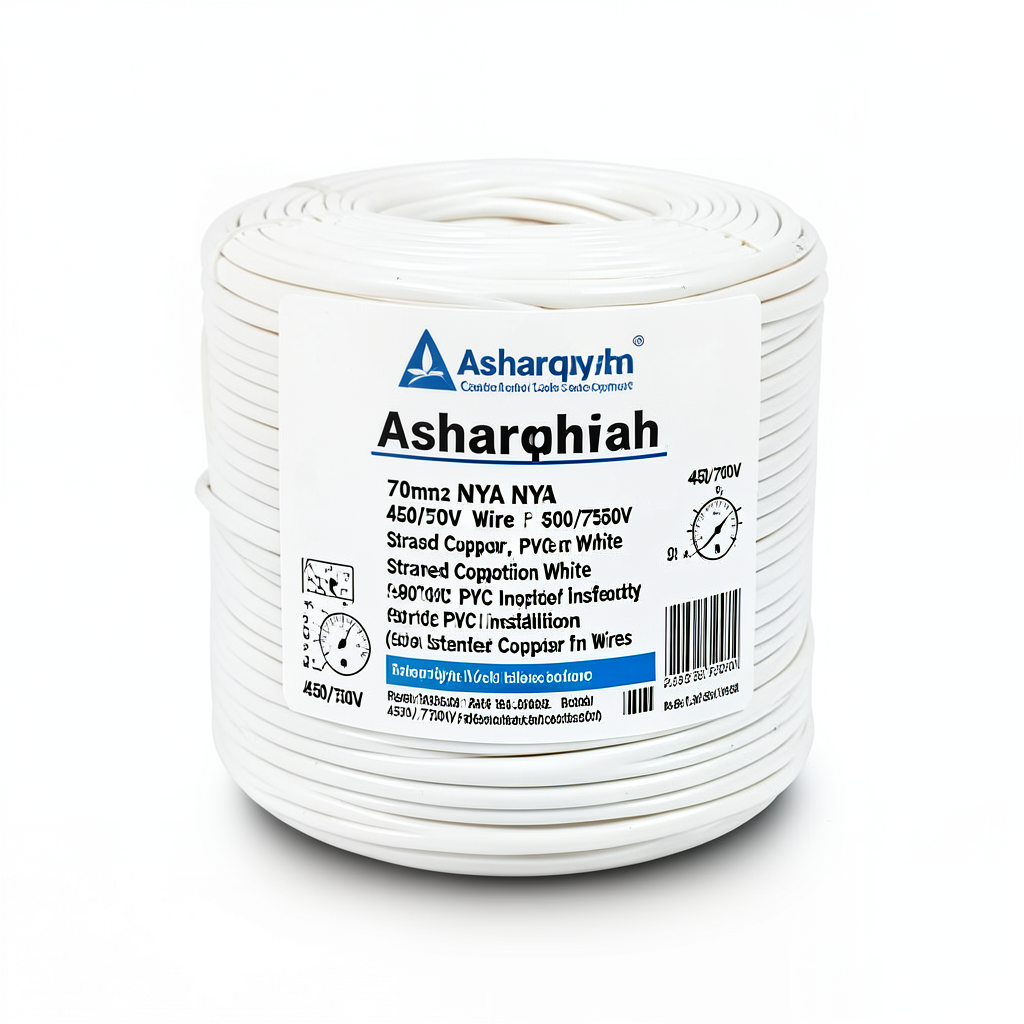 70mm2 NYA Electric Wire 450/750V, Stranded Copper, PVC 90°C Insulated White | Asharqiyah Cables Company for Industry