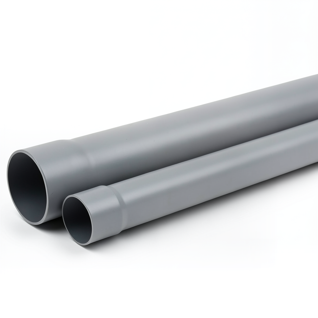 مواسير بلاستيك UPVC SDR 21 ضغط 12.5 بار قطر خارجي 140 مم سمك 6.7 مم رمادي