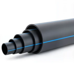 HDPE Polyethylene Pipe PN 16 Bar PE 80 OD 280 mm SDR 9 Black with Blue Stripes