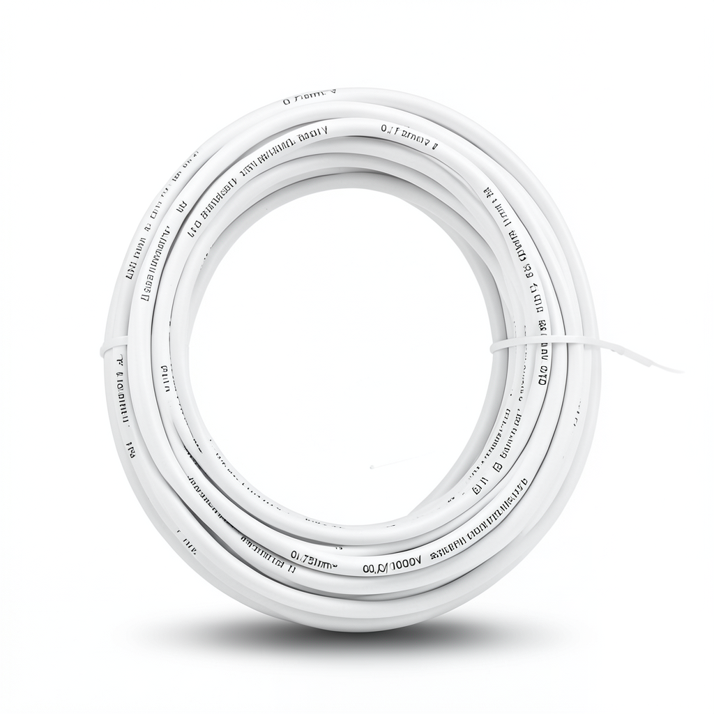 Flexible Tinned Copper Electric Wire 0.75mm² 600/1000V, 0.2mm Diameter, PVC Insulation, White | Al Fanar