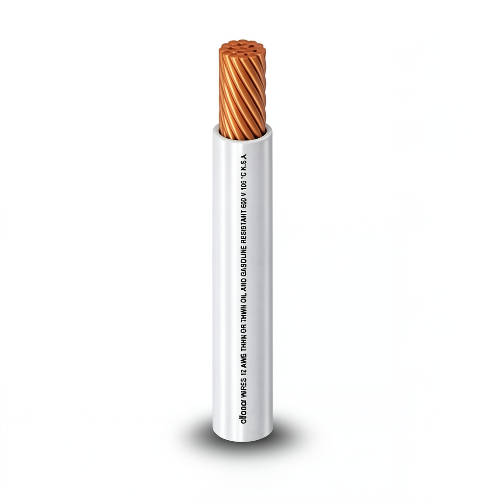 كابل نحاس THHN/THWN عزل PVC 105 درجة مئوية 0.82 مم² قطر 2.2 مم 600 فولت 300 قدم أبيض | شركة الفنار