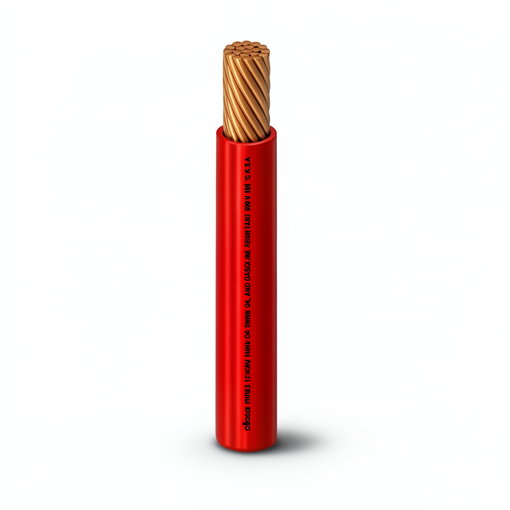 كابل نحاس THHN/THWN معزول PVC 105°C مقاس 8.37 مم² قطر 5.5 مم 600 فولت طول 300 قدم لون أحمر | شركة الفنار