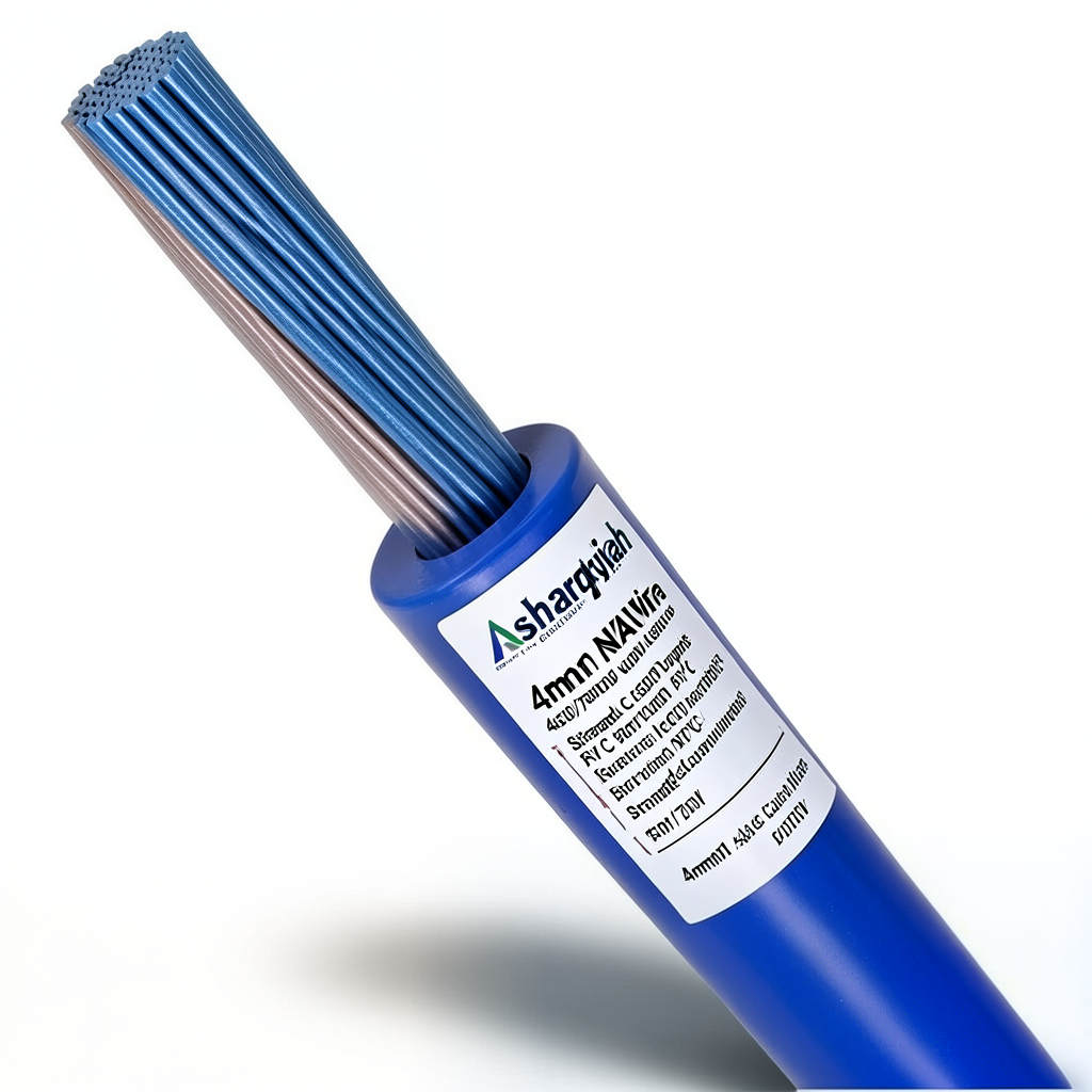 4mm NYA Wire 450/750 volts, Stranded Copper PVC 90°C Insulation, Blue | Asharqiyah Cables Company for Industry