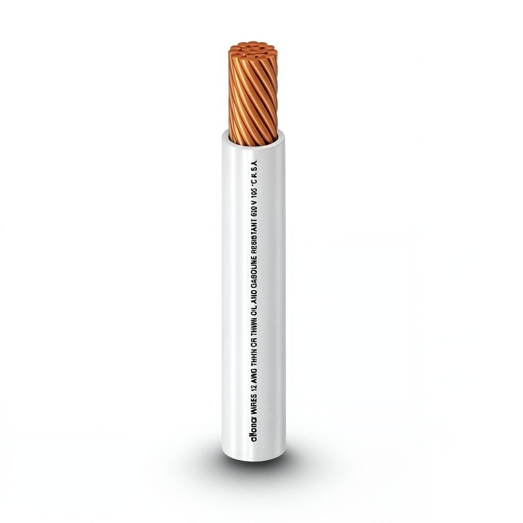 كابل نحاس THHN/THWN عزل PVC 105 درجة مئوية 0.82 مم² قطر 2.2 مم 600 فولت 300 قدم أبيض | شركة الفنار
