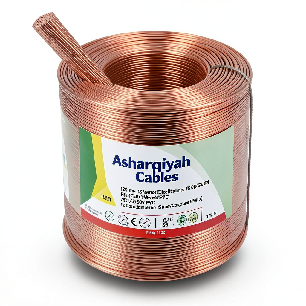 سلك كهرباء مجدول 120 مم² 450/750 فولت عزل PVC 70°C أصفر/أخضر | شركة كابلات الشرقية للصناعة
