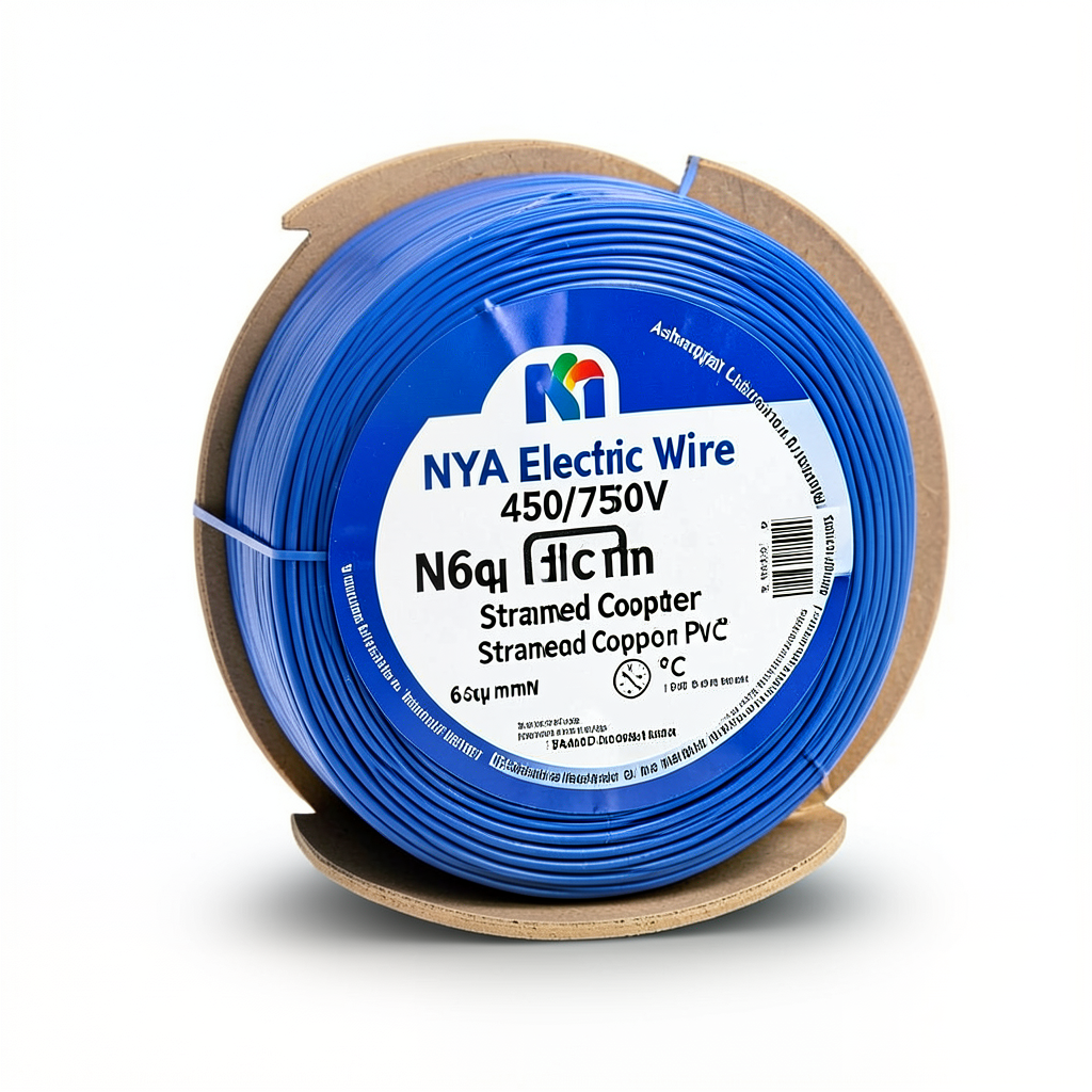لفة سلك كهرباء 6 مم NYA 450/750 فولت، نحاس مجدول عزل PVC 90°C أزرق | شركة كابلات الشرقية للصناعة