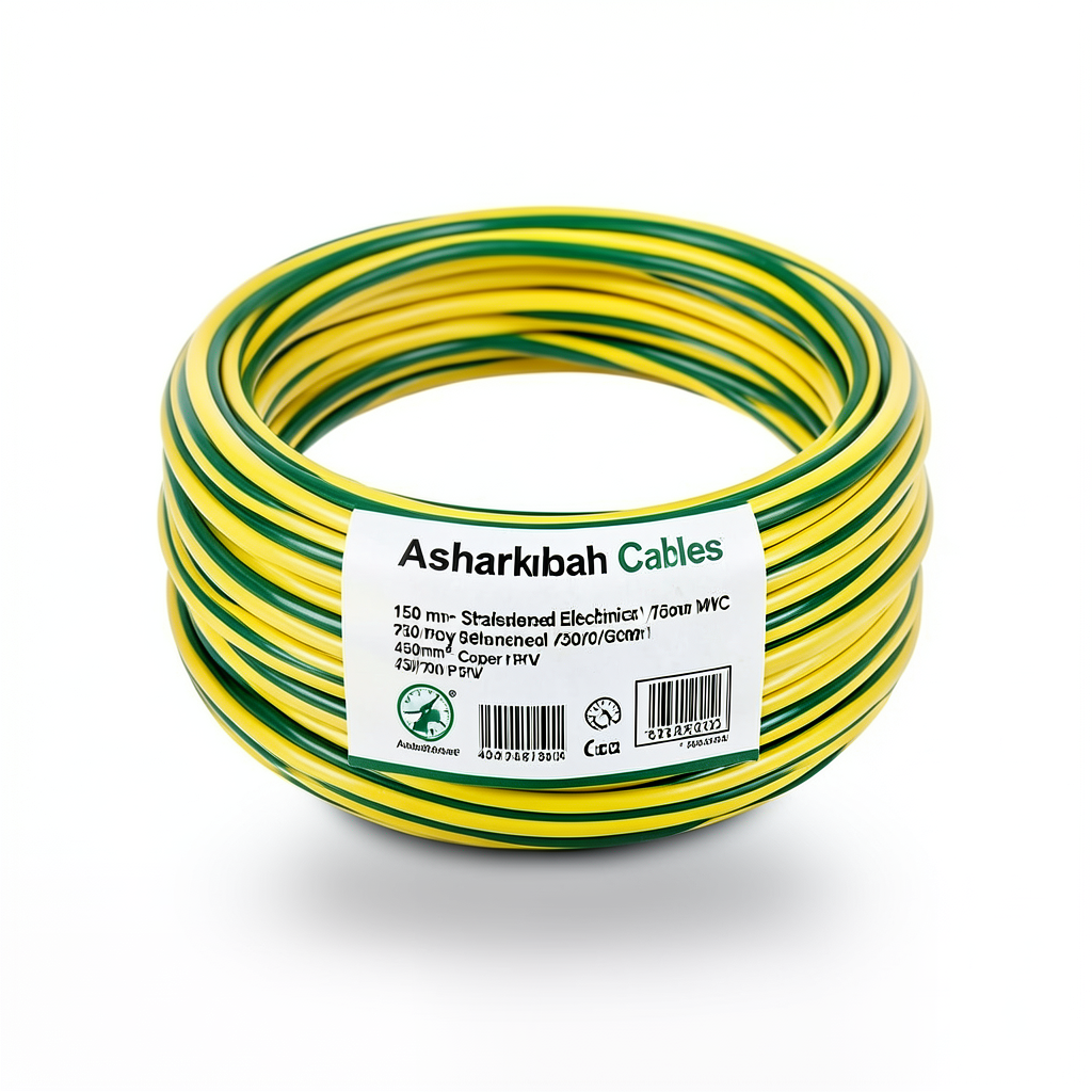 150 mm² Stranded Electrical Wire 450/750V Copper PVC 70°C Yellow/Green | Asharqiyah Cables Company for Industry