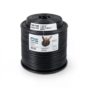 كابل نحاس THHN/THWN عزل PVC 105°C مقاس 0.82 مم² قطر 2.2 مم 600 فولت طول 250 قدم أسود | شركة الفنار