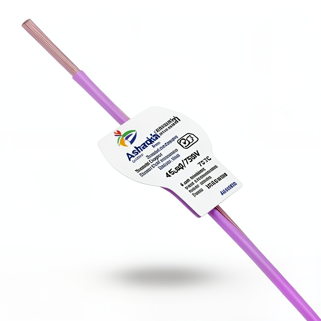 4 sq mm Stranded Copper Electrical Wire, 450/750V, PVC 70°C Insulation, Purple | Asharqiyah Cables Company for Industry