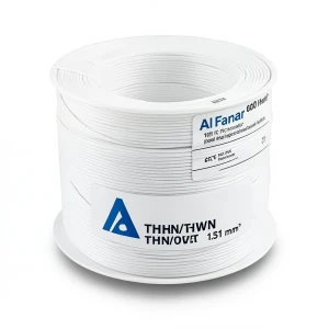 كابل نحاس THHN/THWN معزول PVC 105 درجة مئوية مقاس 1.31 مم² 600 فولت طول 250 قدم أبيض | شركة الفنار