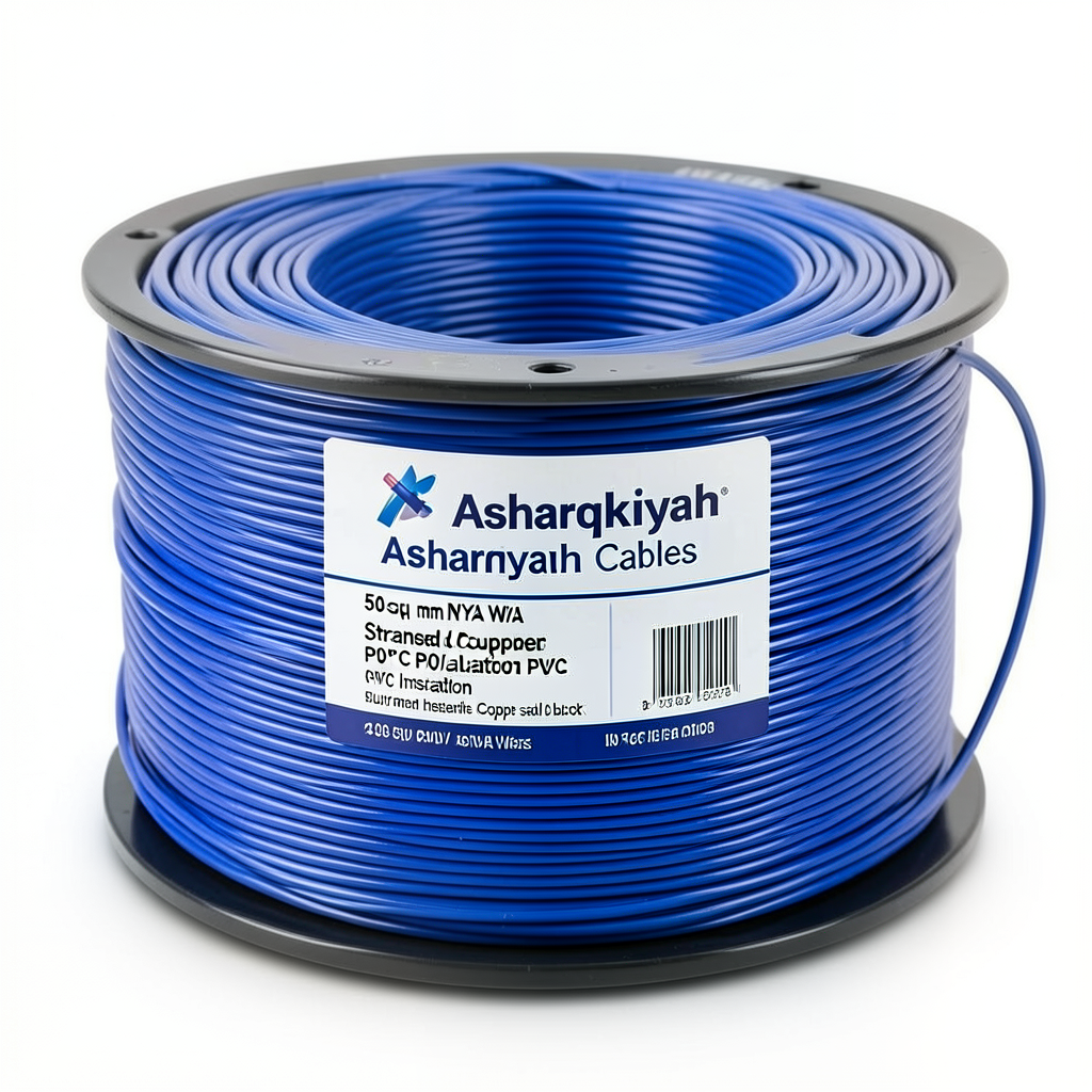 50sq mm NYA Wire 450/750V, Stranded Copper PVC 90°C Insulation, Blue | Asharqiyah Cables Company for Industry
