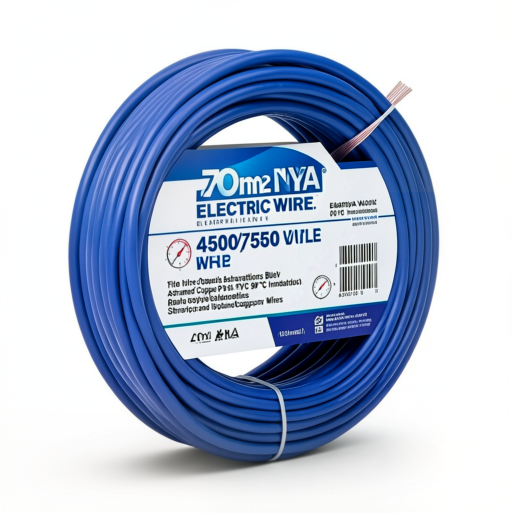 سلك كهرباء 70 مم2 NYA 450/750 فولت، نحاس مجدول عزل PVC 90°C، ازرق | شركة كابلات الشرقية للصناعة
