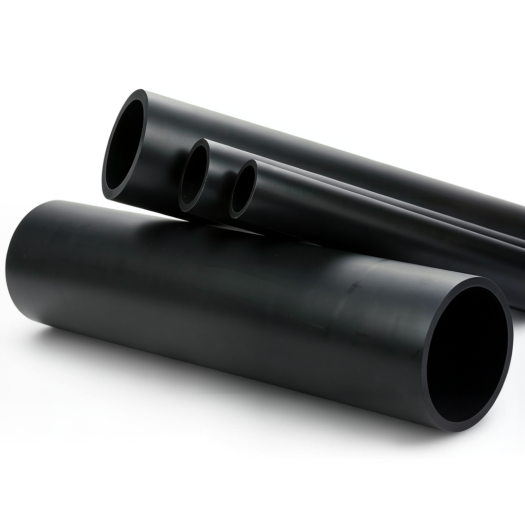 HDPE Plastic Pipe PN 6 Bar PE 80 OD 225 mm Thickness 12.8 mm Black