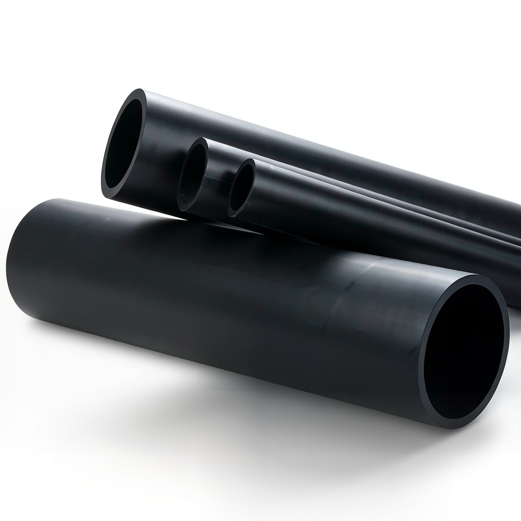 HDPE Plastic Pipe Nominal Pressure 6 Bar PE 80 OD 250 mm Thickness 14.2 mm Black
