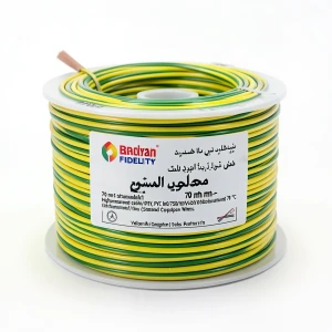 سلك كهرباء مجدول نحاس 70 مم²، 450/750 فولت، معزول PVC 70°C، أصفر/أخضر | شركة كابلات الشرقية للصناعة