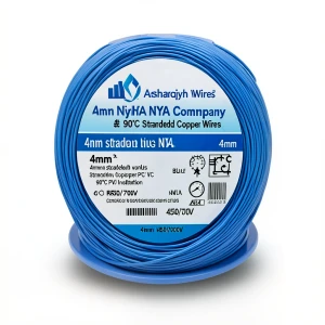 4mm NYA Wire 450/750 volts, Stranded Copper PVC 90°C Insulation, Blue | Asharqiyah Cables Company for Industry
