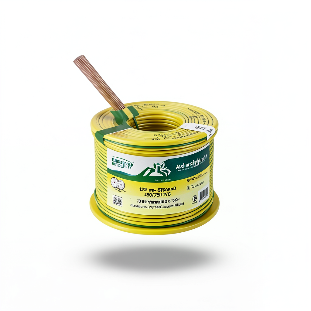 سلك كهرباء مجدول 120 مم² 450/750 فولت عزل PVC 70°C أصفر/أخضر | شركة كابلات الشرقية للصناعة