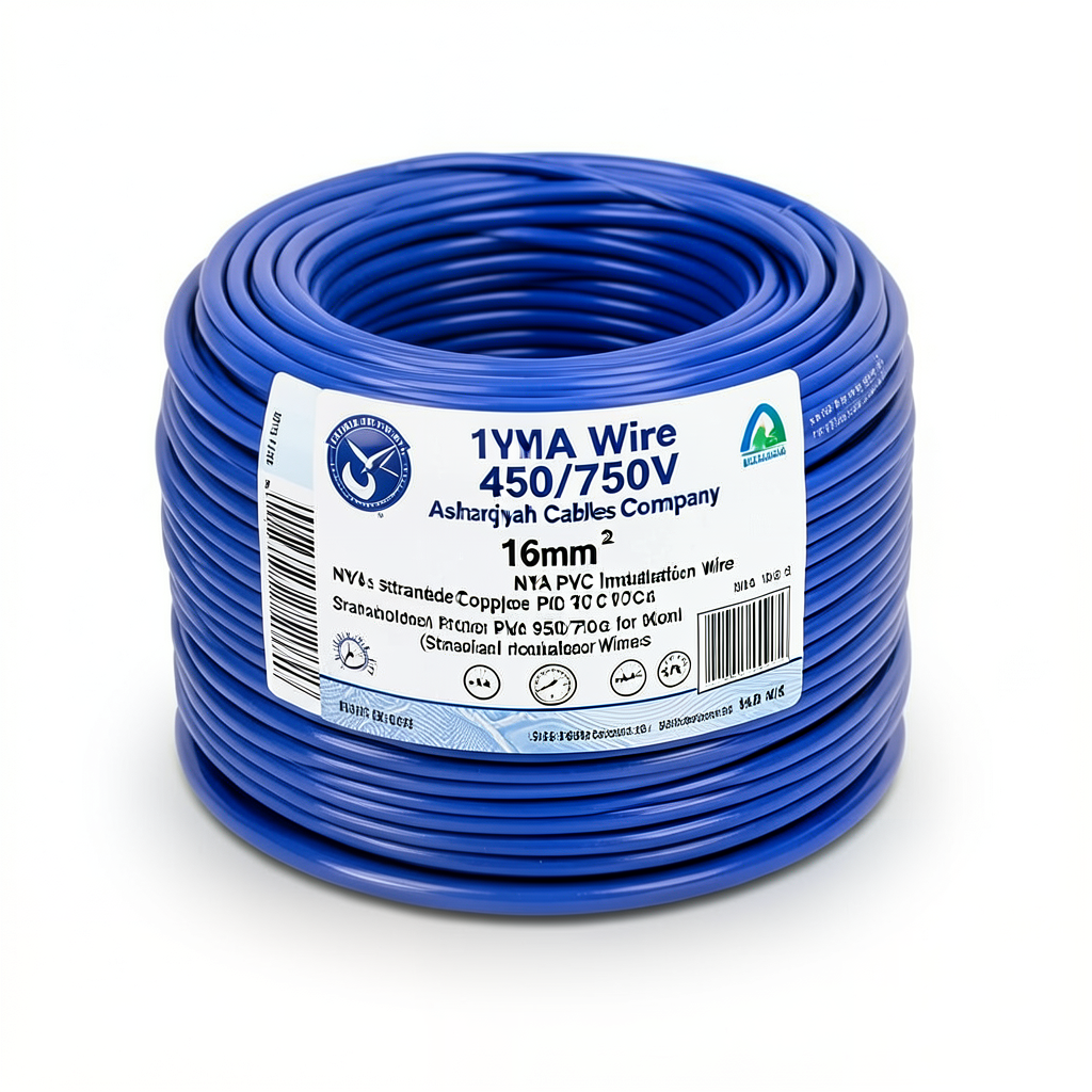 سلك 16 مل NYA 450/750 فولت، نحاس مجدول عزل PVC 90°C، ازرق | شركة كابلات الشرقية للصناعة