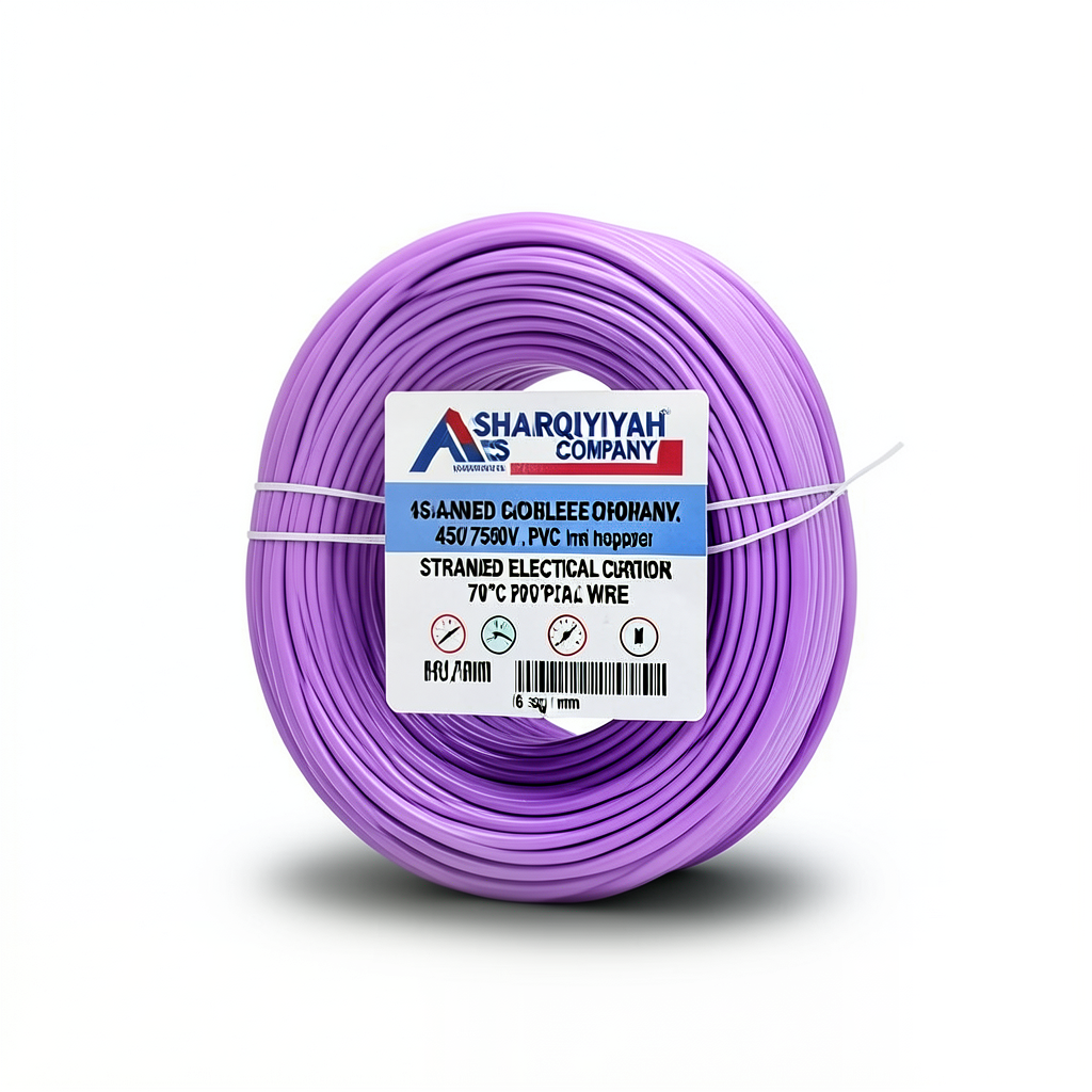 16 sq mm Stranded Electrical Wire, 450/750V, Copper Conductor, PVC 70°C Insulation, Purple | Asharqiyah Cables Company for Industry