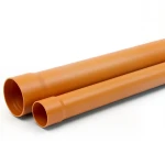 UPVC Plastic Pipe PN 10 Bar SDR 26, 140 mm OD, 5.4 mm Thickness, Orange Brown