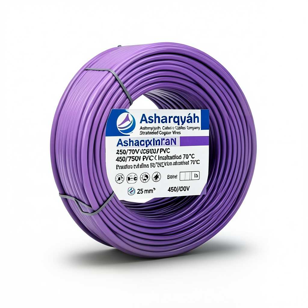 25 mm² Stranded Copper Wire 450/750V PVC 70°C Insulation Purple | Asharqiyah Cables Company for Industry
