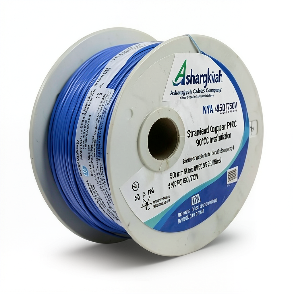 50sq mm NYA Wire 450/750V, Stranded Copper PVC 90°C Insulation, Blue | Asharqiyah Cables Company for Industry