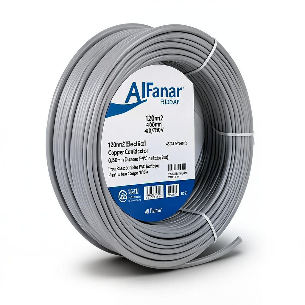 120mm2 Electrical Wire Copper Conductor 0.50mm Diameter 450/750V Heat Resistant PVC Insulation, Gray | Al Fanar