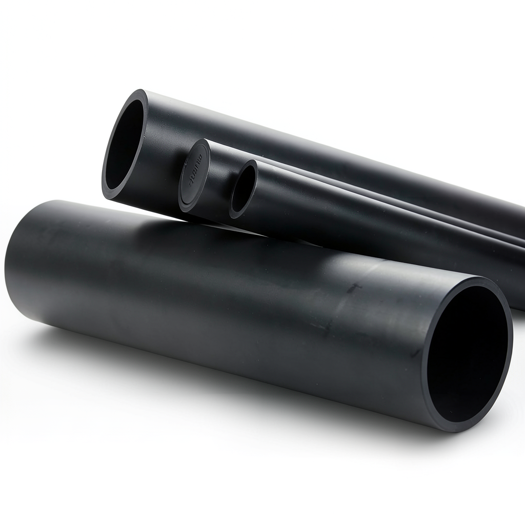 أنابيب HDPE ضغط اسمي 6 بار PE 80، قطر خارجي 160 مم، سماكة 9.1 مم، لون أسود