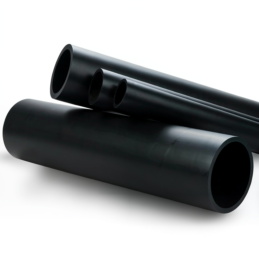 HDPE Plastic Pipe PN 6 Bar PE 80 OD 225 mm Thickness 12.8 mm Black